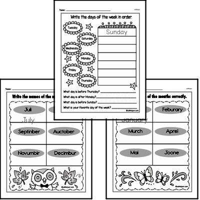 Kindergarten Time Worksheets - Days, Weeks and Months on a Calendar Worksheet #5