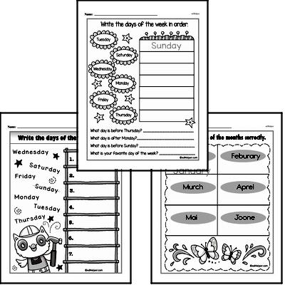 kindergarten time worksheets days weeks and months on a