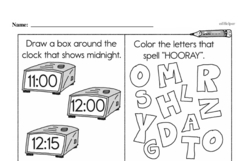 Kindergarten Time Worksheets - Time to the Hour Worksheet #4