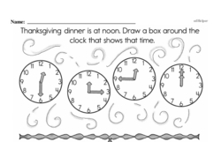 Kindergarten Time Worksheets - Time to the Hour Worksheet #2