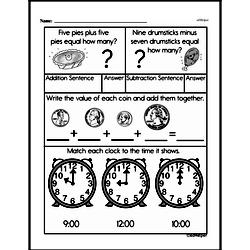 Kindergarten Time Worksheets - Time to the Hour Worksheet #1