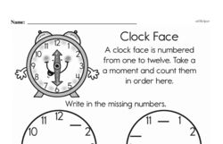 Kindergarten Time Worksheets - Time to the Hour Worksheet #7