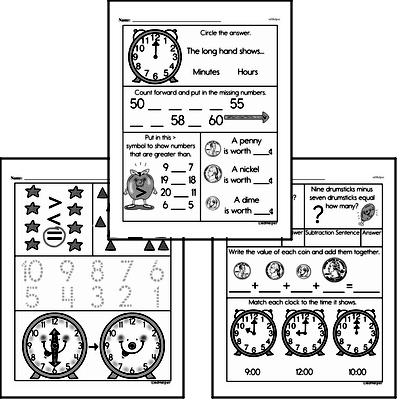 Time - Time to the Hour Workbook (all teacher worksheets - large PDF)