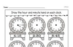 Kindergarten Time Worksheets - Time to the Nearest Five Minutes Worksheet #2