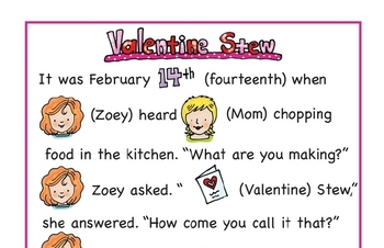 Valentine Stew Quick Reading Comprehension Printable
