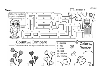 Kindergarten Valentine's Day Math Challenge Workbook