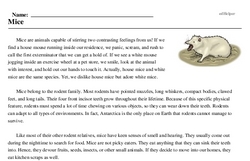 Print <i>Mice</i> reading comprehension.