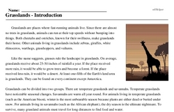 Print <i>Grasslands - Introduction</i> reading comprehension.
