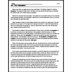 Print <i>Air - The Atmosphere</i> reading comprehension.