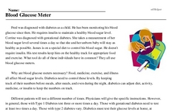 Print <i>Blood Glucose Meter</i> reading comprehension.