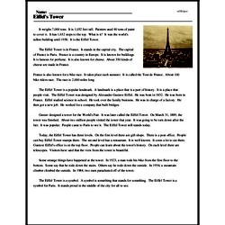 Print <i>Eiffel's Tower</i> reading comprehension.