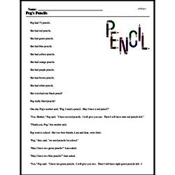 Print <i>Peg's Pencils</i> reading comprehension.
