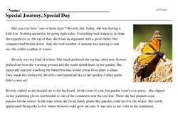 Print <i>Special Journey, Special Day</i> reading comprehension.