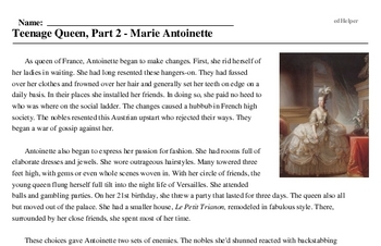 Teenage Queen, Part 2 - Marie Antoinette