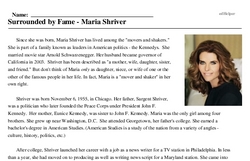 Print <i>Surrounded by Fame - Maria Shriver</i> reading comprehension.