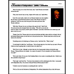 Print <i>A Declaration of Independence - Jubilee Celebration</i> reading comprehension.