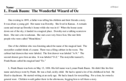 Print <i>L. Frank Baum: The Wonderful Wizard of Oz</i> reading comprehension.