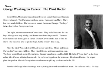 George Washington Carver: The Plant Doctor