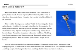Print <i>How Does a Kite Fly?</i> reading comprehension.