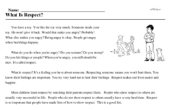 Print <i>What Is Respect?</i> reading comprehension.