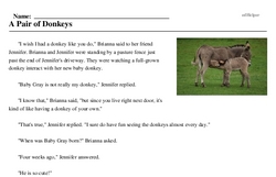Print <i>A Pair of Donkeys</i> reading comprehension.