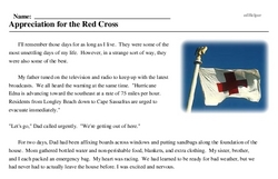 Print <i>Appreciation for the Red Cross</i> reading comprehension.