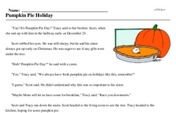 Print <i>Pumpkin Pie Holiday</i> reading comprehension.