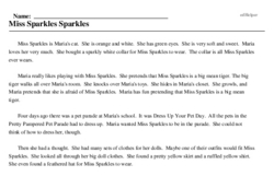 Print <i>Miss Sparkles Sparkles</i> reading comprehension.