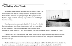 Print <i>The Sinking of the Titanic</i> reading comprehension.