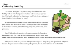 Print <i>Celebrating Earth Day</i> reading comprehension.
