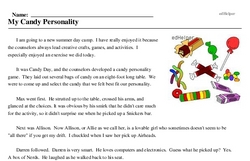 Print <i>My Candy Personality</i> reading comprehension.