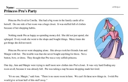 Print <i>Princess Pru's Party</i> reading comprehension.