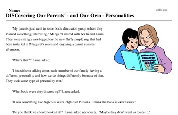 Print <i>DISCovering Our Parents' - and Our Own - Personalities</i> reading comprehension.