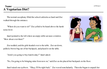 Print <i>A Vegetarian Diet?</i> reading comprehension.