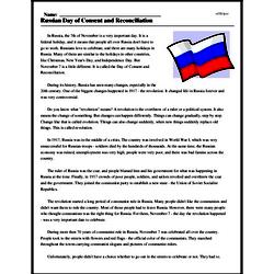 Print <i>Russian Day of Consent and Reconciliation</i> reading comprehension.