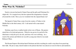 Print <i>Who Was St. Nicholas?</i> reading comprehension.