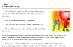 Print <i>Lessons in Skating</i> reading comprehension.