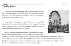 Print <i>The Big Wheel</i> reading comprehension.