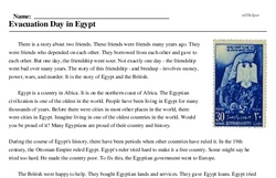 Print <i>Evacuation Day in Egypt</i> reading comprehension.