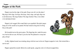 Print <i>Pepper at the Park</i> reading comprehension.