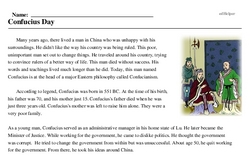 Print <i>Confucius Day</i> reading comprehension.