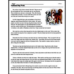 Print <i>National Dog Week</i> reading comprehension.