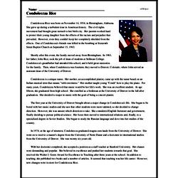 Print <i>Condoleezza Rice</i> reading comprehension.