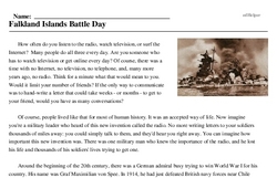 Print <i>Falkland Islands Battle Day</i> reading comprehension.