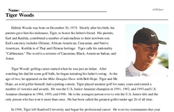 Print <i>Tiger Woods</i> reading comprehension.