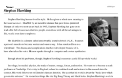 Print <i>Stephen Hawking</i> reading comprehension.