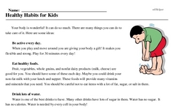Print <i>Healthy Habits for Kids</i> reading comprehension.