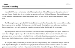 Print <i>Peyton Manning</i> reading comprehension.