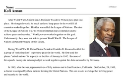 Print <i>Kofi Annan</i> reading comprehension.