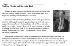 Print <i>Melting Clocks and Salvador Dali</i> reading comprehension.